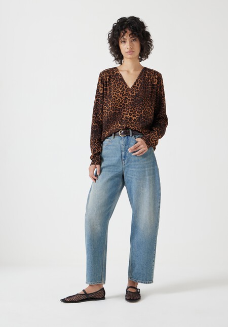 Printed V-Neck Blouse