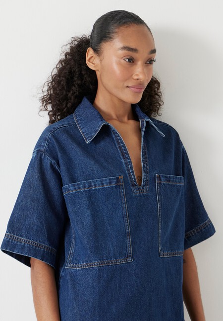Alma Denim Contrast T-Shirt Dress