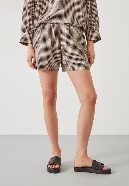Margot Cotton Crinkle Gingham Boxer Shorts