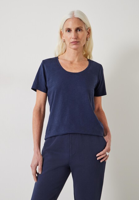 Hari Scoop Neck Cotton Slub T-Shirt