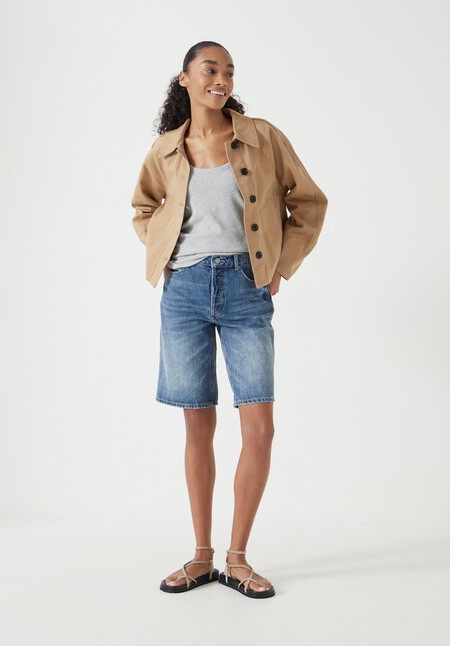 Long Boyfriend Denim Shorts