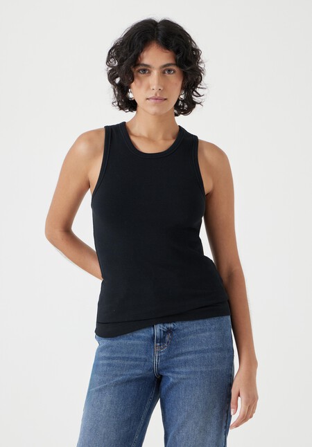 High Neck Ribbed Vest
