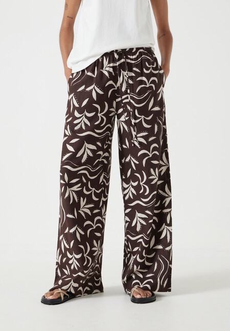 Printed Linen Blend Trouser