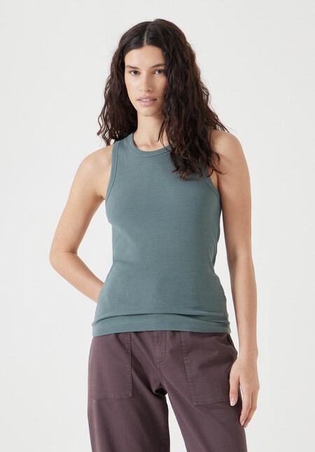 High Neck Ribbed Vest