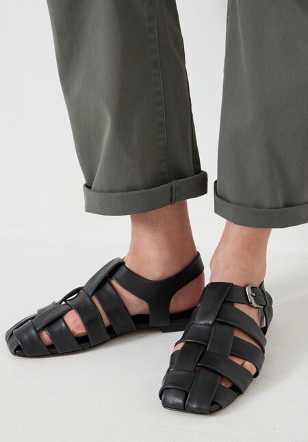 Leather Caged Fisherman Sandals