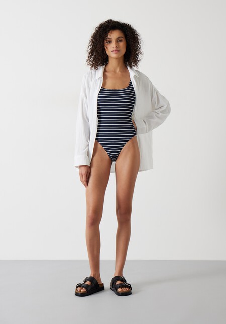 Lola Stripe Crinkle Scoop Swimsuit