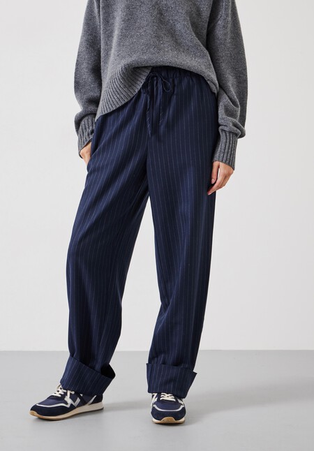 Pinstripe Wool Blend Trouser