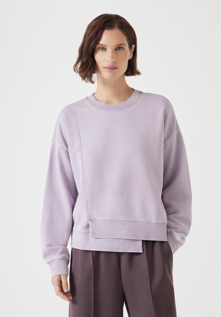 Asymmetric Layered Washed Sweatshirt