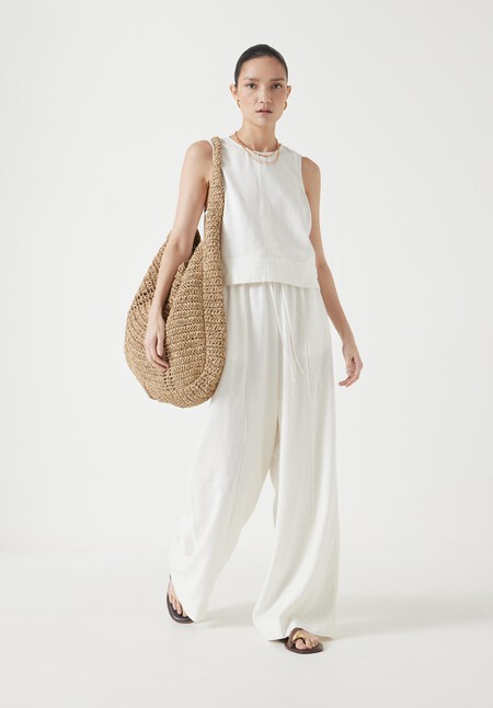 Linen Blend Petunia Wide Leg Trousers