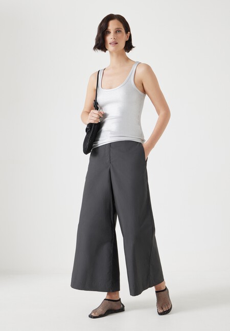 Lightweight Cotton Wide Leg Cropped Trousers