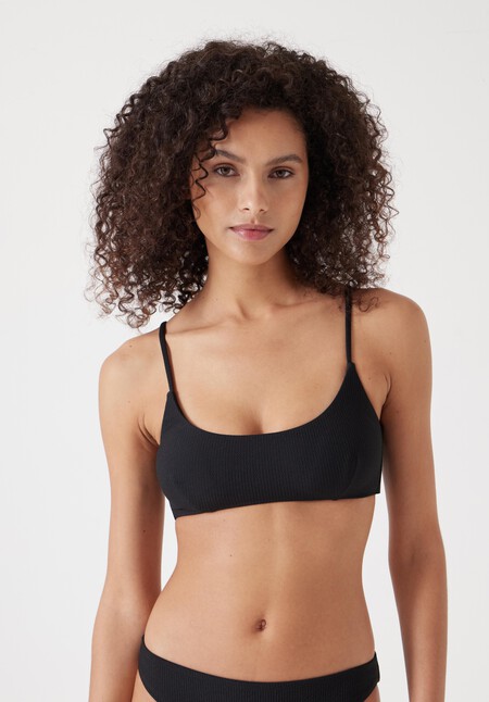 Square Neck Texture Bikini Top