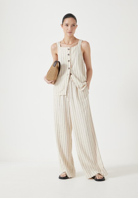 Linen Blend Petunia Wide Leg Trousers