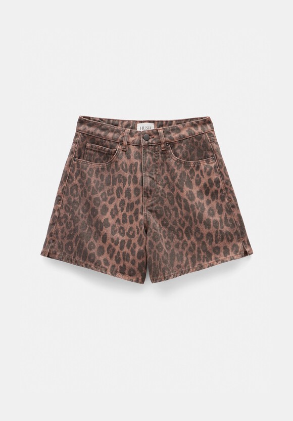 Leopard Print Essential Denim Shorts