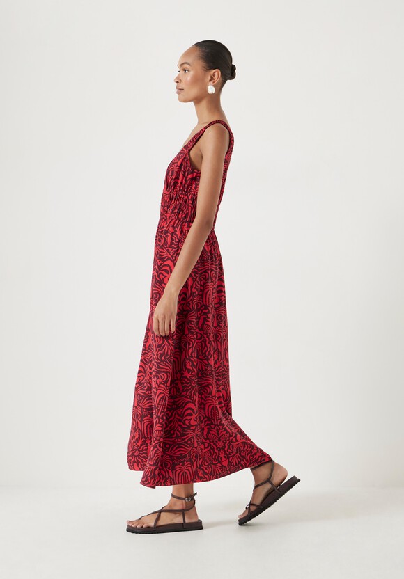Air Flow Gathered Straps Midi Dress
