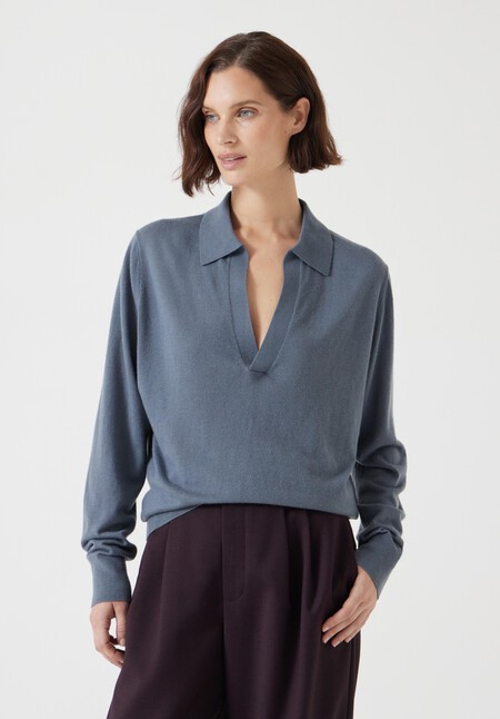 Wool Blend Polo Knitted Jumper